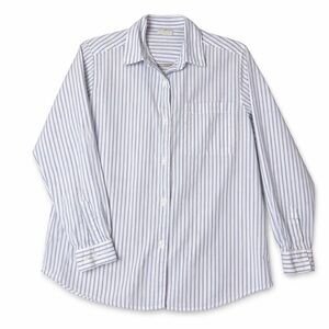 Laura Gayle Blue & White Striped Button Down Shirt | Size 10 | 100% Cotton